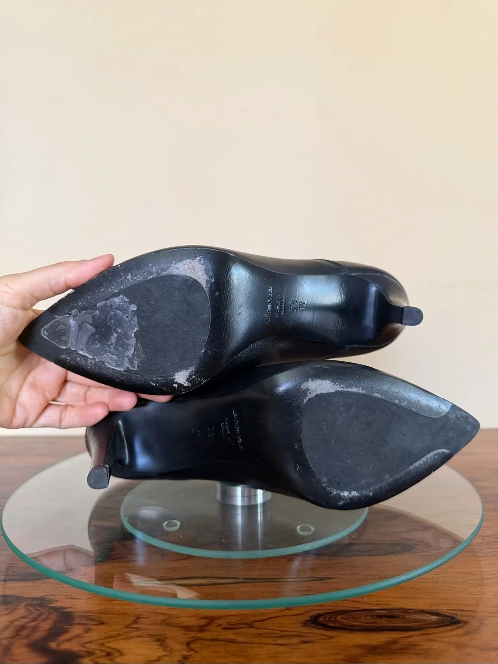 Inez booties Marisol 90 in Black Calf Leather size 7.5 W